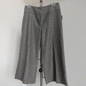 Grey wool blend houndstooth trouser culottes size 8 NWT